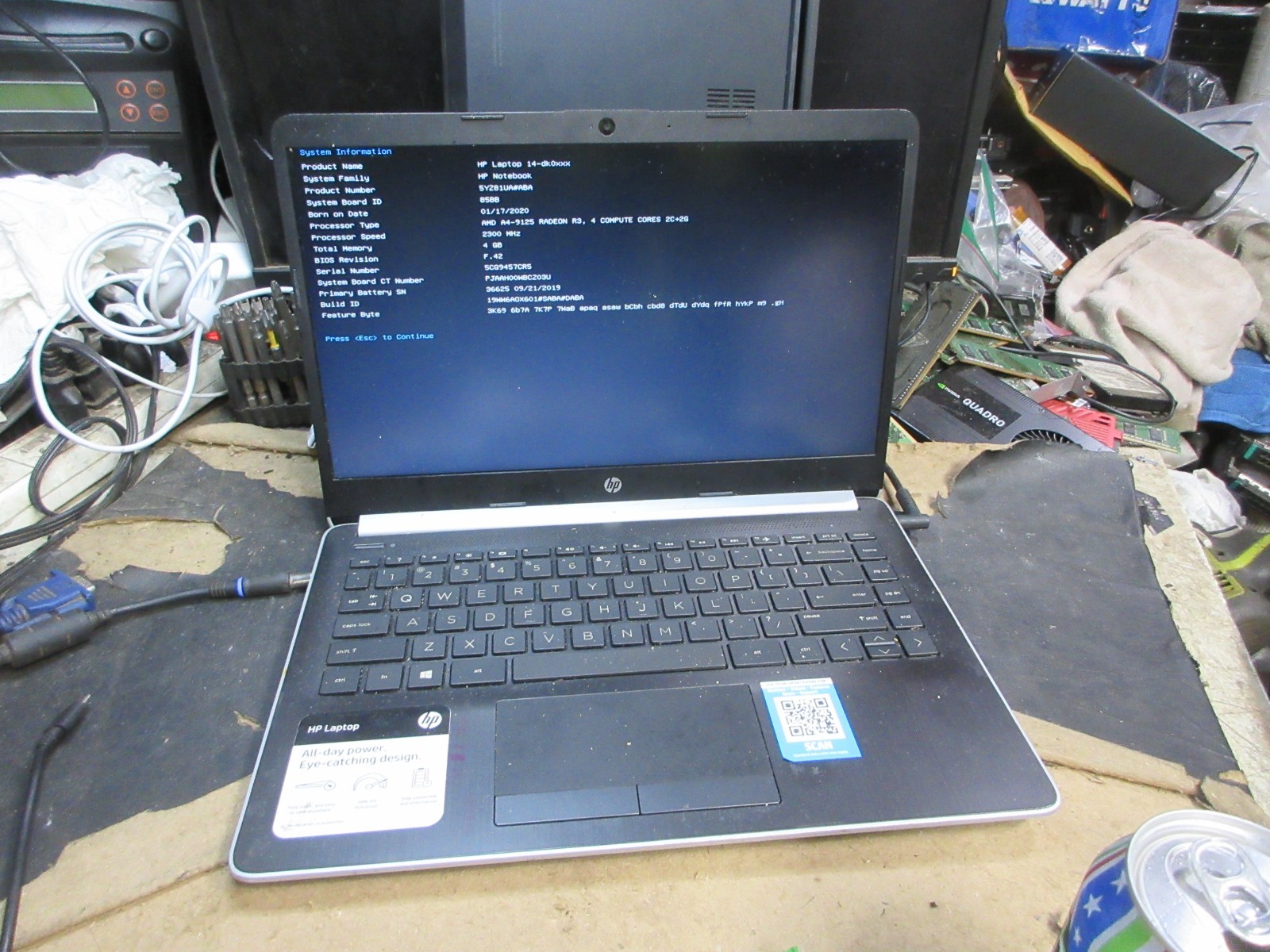 HP 14-dk0xxx 14″ Laptop AMD A4-9125@ 2.3GHz 4GB RAM 1TB HDD NO OS
