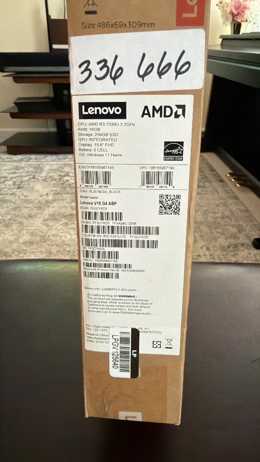 Lenovo V15 G4 ABP Ryzen 3 7330U 16GB 256GB SSD 15.6″ FHD Win11 Black