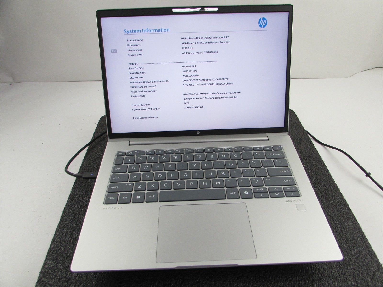 HP PROBOOK 445 (G11) AMD RYZEN 7 7735U 512GB SSD 32GB RAM AMD GPU WIN 11 PRO