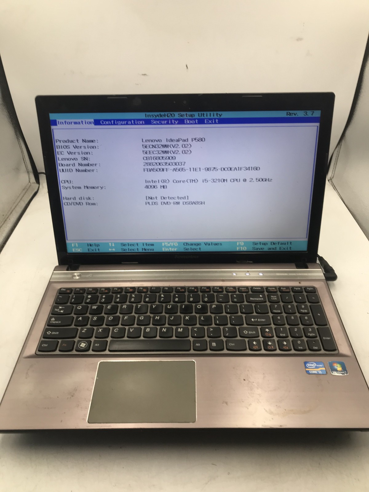 LENOVO IDEAPAD P580 – BOOTS TO BIOS – INTEL I5 3210M – 4GB RAM – READ DESC – BB
