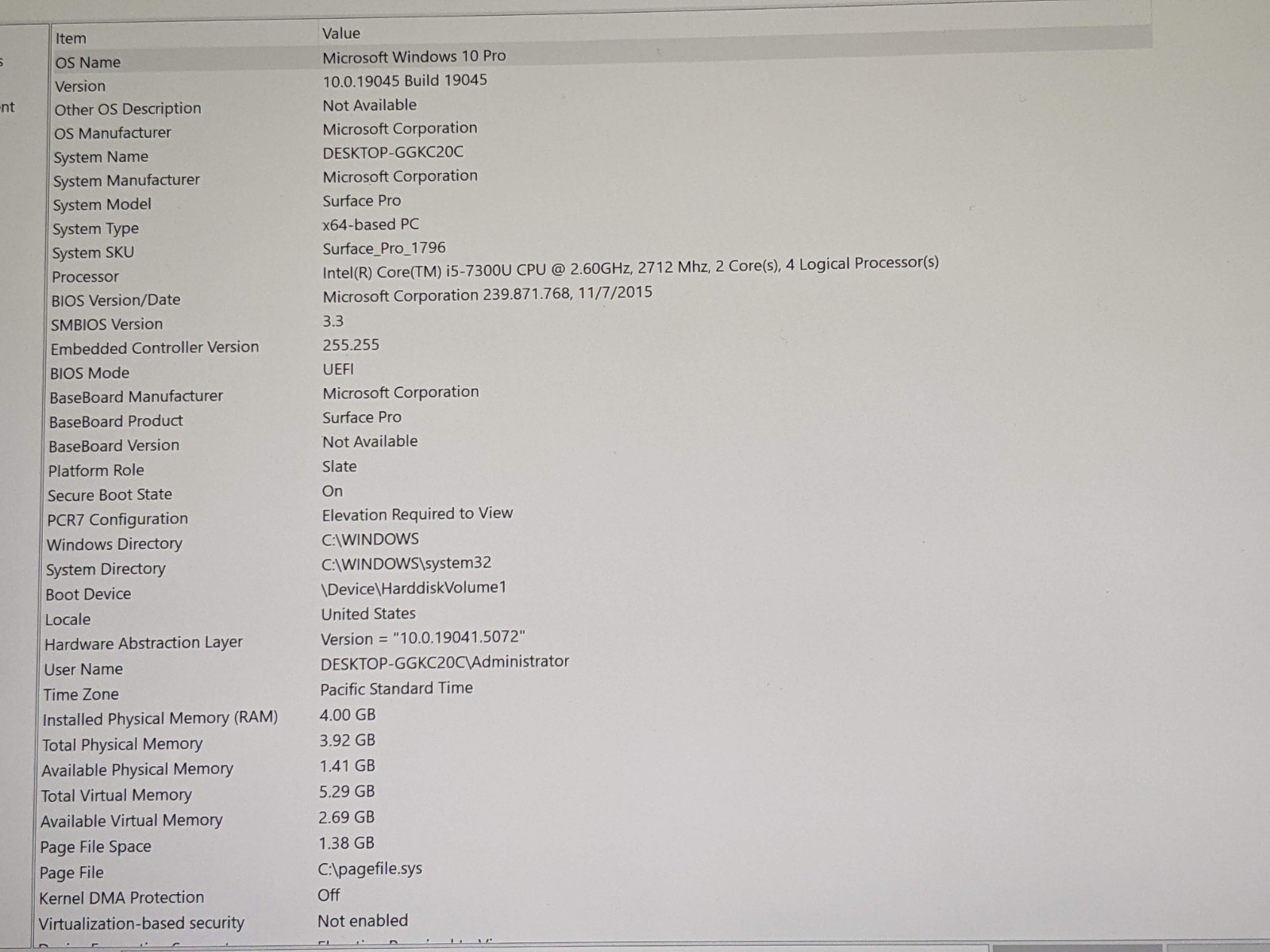 MS Surface Pro 1796 12.3″ 2736×1824 TOUCH i5-7th Gen 2.6GHz 4GB 128GB SSD AS-IS