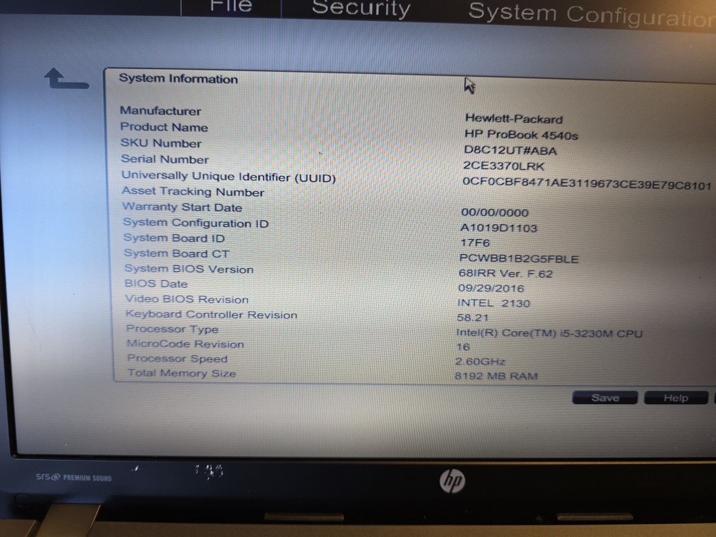 HP ProBook 4540s 15.6in. (320GB HDD, Intel Core i5, 2.6GHz, 8GB RAM| WIN 10 PRO