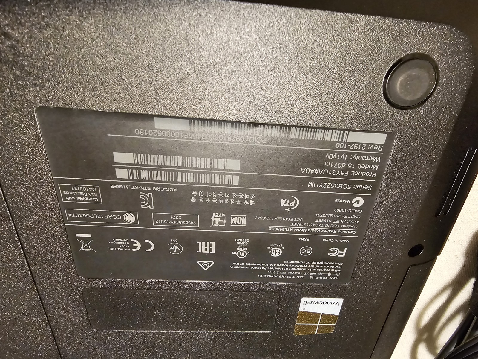 HP Laptop 15-d071nr, AMD A-Series A-4 5000