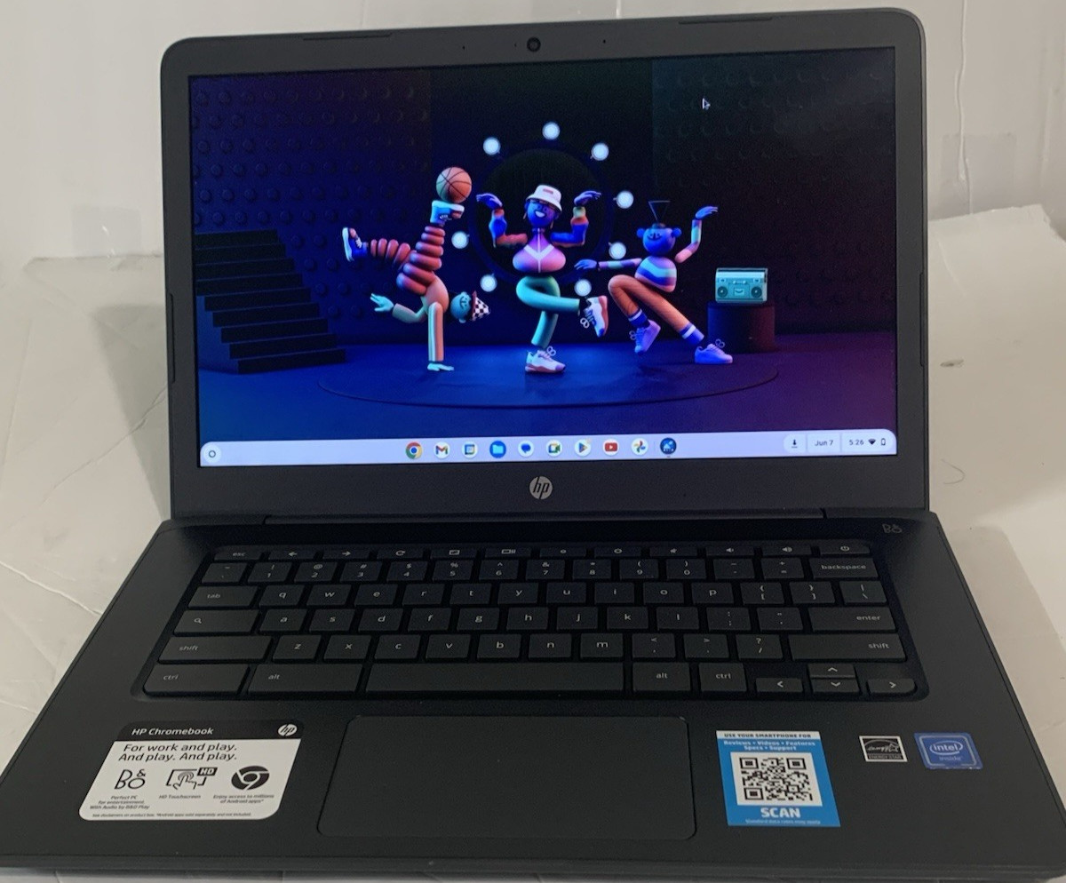 HP Touchscreen Chromebook 14″ Intel Celeron 1.1GHz 4GB RAM 32GB eMM Adapter