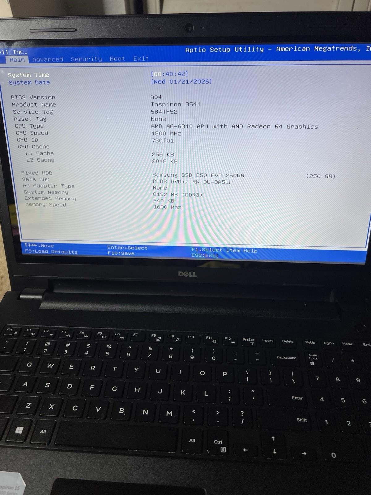 Dell Inspiron 3541,15.6” Touch Screen,Win11 Pro,8G Ram,250G SSD, AMD-A6-6310,
