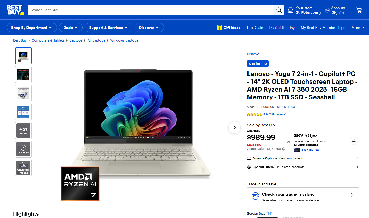 PERFECT Lenovo Yoga 7 2-in-1 14AKP10 14″ Ryzen AI 7 350 16GB | 1 TB WTY 12/26