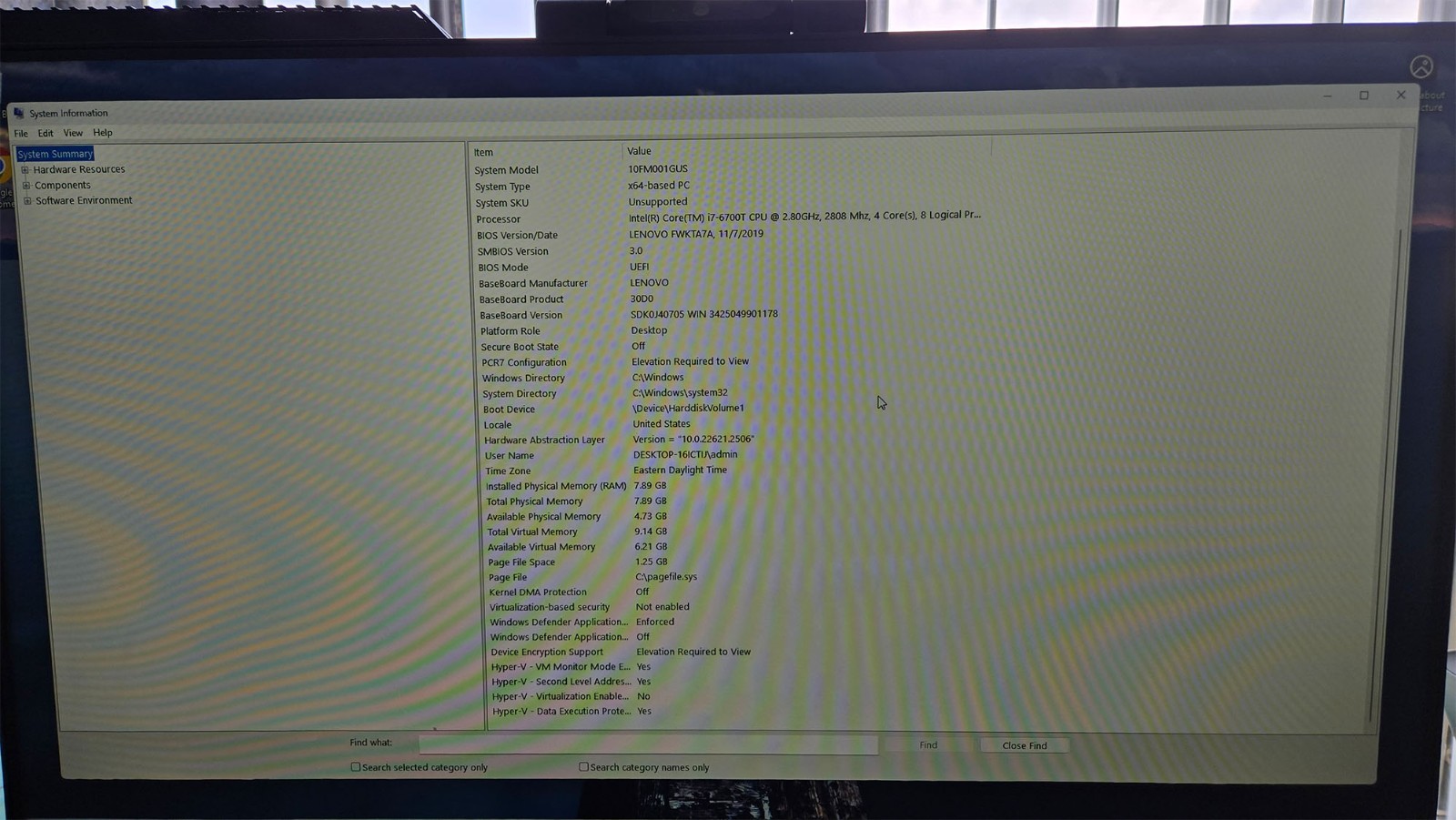 LENOVO THINKCENTRE M900 i7-6700T 2.80GHz 8GB 128GB SSD WIN 11 PRO