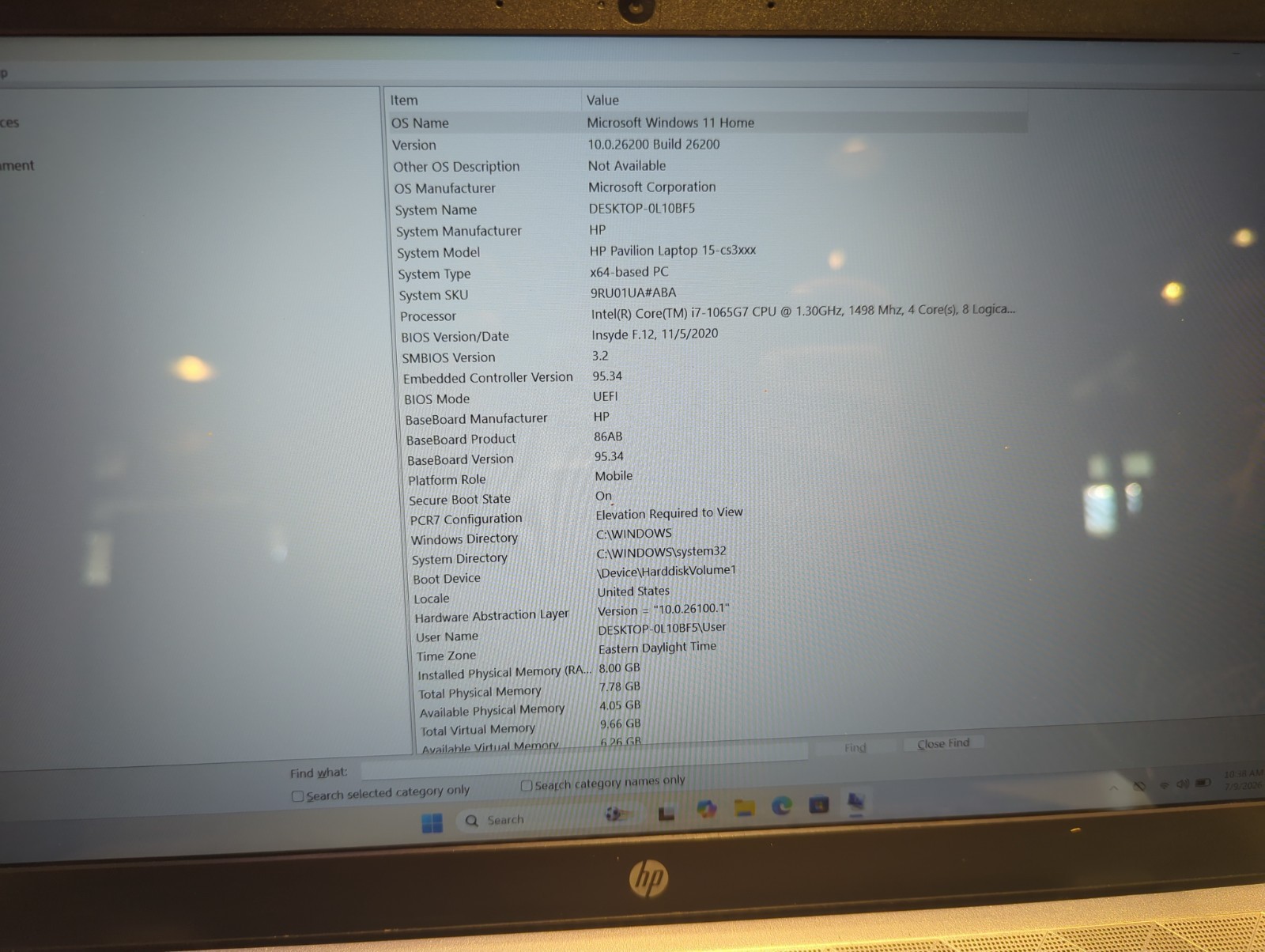 HP Pavilion 15-cs3672cl, i7-1065G7, 8gb Ram, 15.6″ FHD Touch Display, READ BELOW