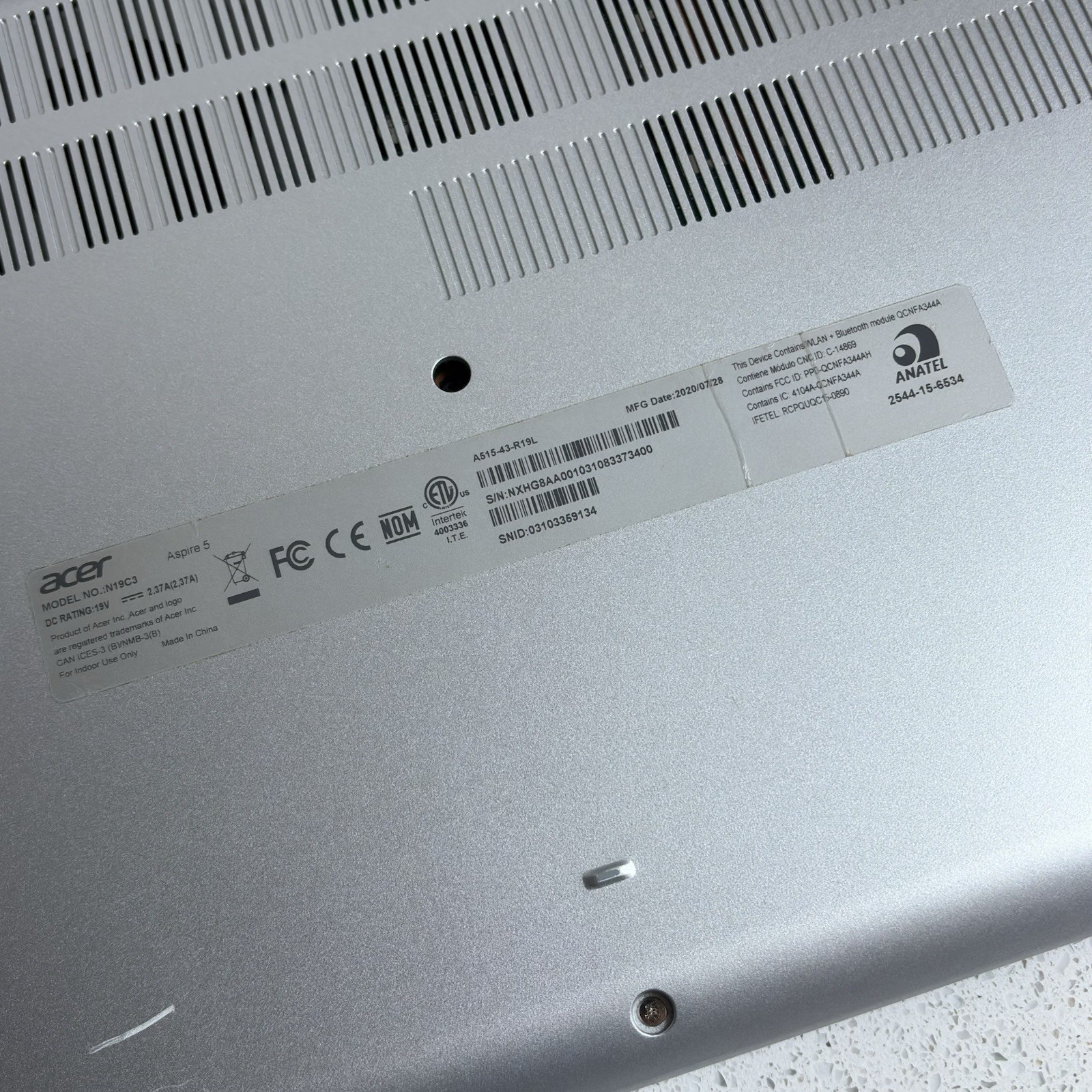 Acer Aspire 5 A515-43-R19L 15.6″ Laptop – NO CHARGER UNTESTED For Parts/Repair