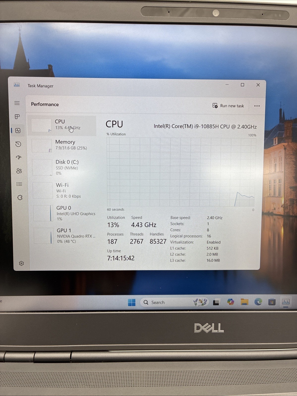 Dell Precision 7550 NVIDIA Quadro RTX 3000 2.4GHz Intel Core i9-10 32GB 512 |L24