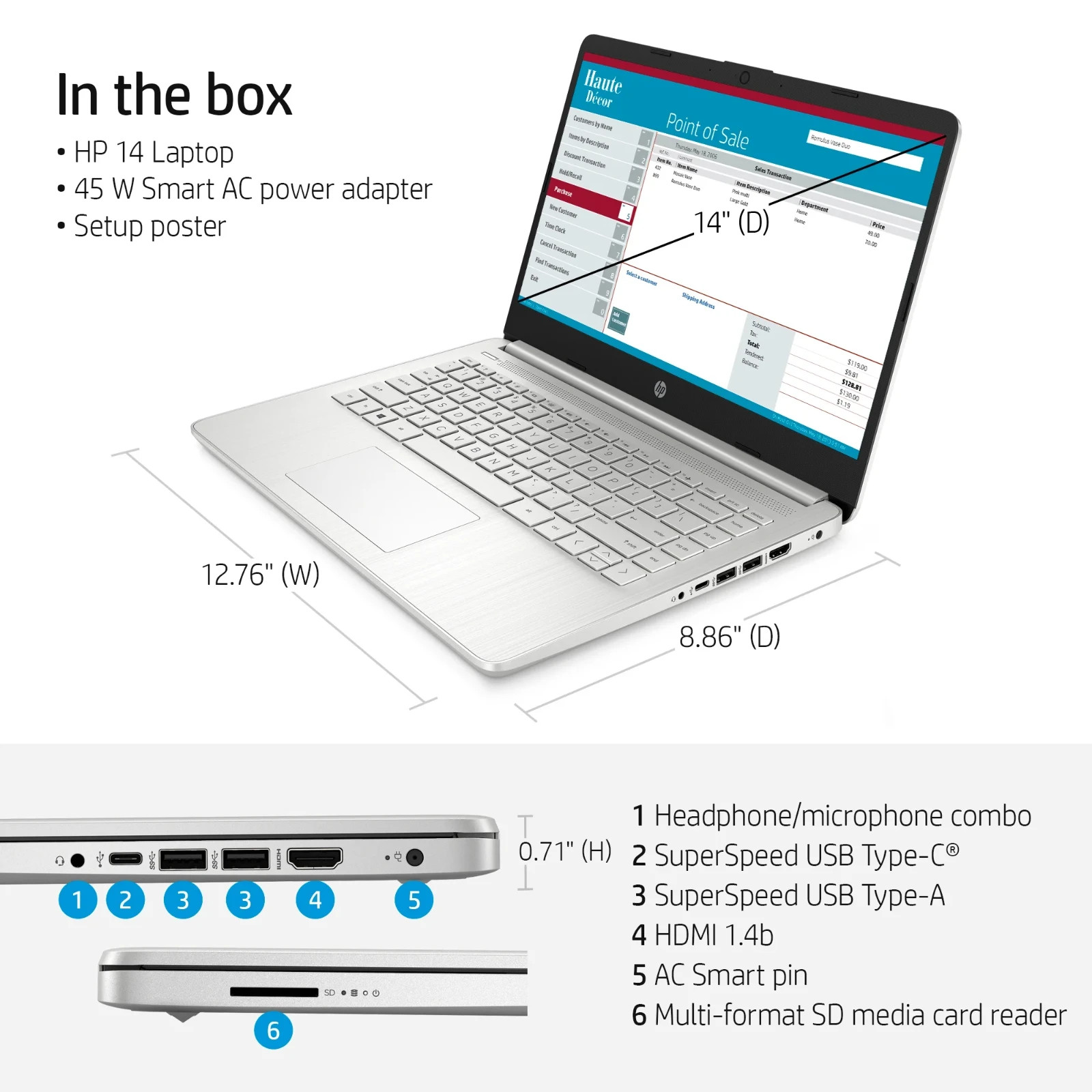 BRAND NEW HP 14dq2031wm 14″ HD i31115G4 3GHz Intel UHD Graphic 600 4GB RAM 128GB