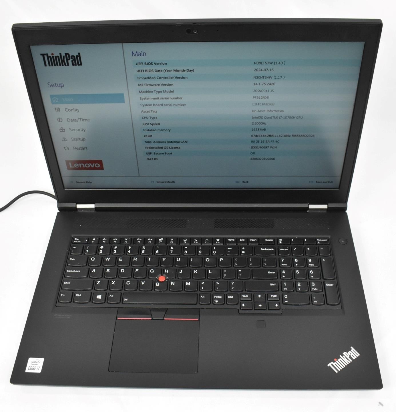 Lenovo ThinkPad P17 Gen 1 Laptop i7-10750H 2.6GHz 16GB 512GB SSD 17″ No OS T2000