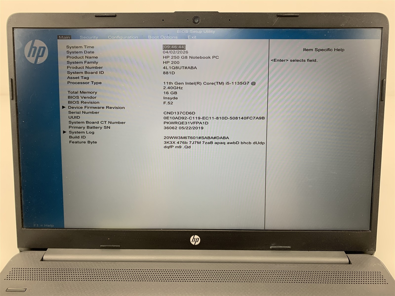 HP 250 G8 Notebook i5-1135G7 2.40GHz 16GB RAM DDR4 256GB NVMe Win11 Pro 15.6″