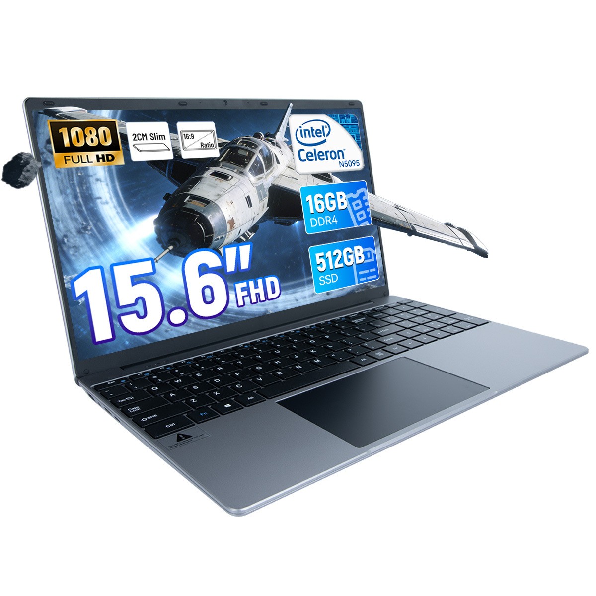 15.6″ FHD Laptop 16GB RAM 512 SSD 38000mWh LCD Dual Band Wifi BT4.2 Windows 11