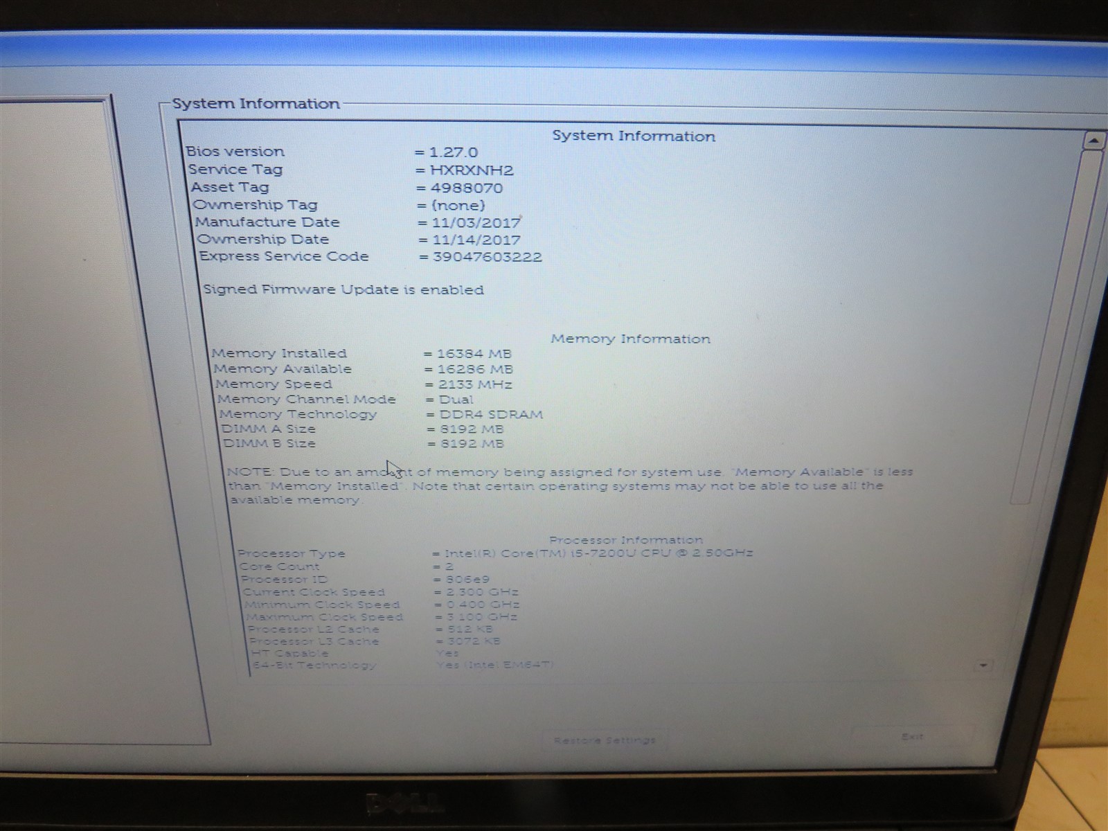 Dell Latitude 7480 Intel i5-7200U@2.5GHz 16GB Memory AC Laptop