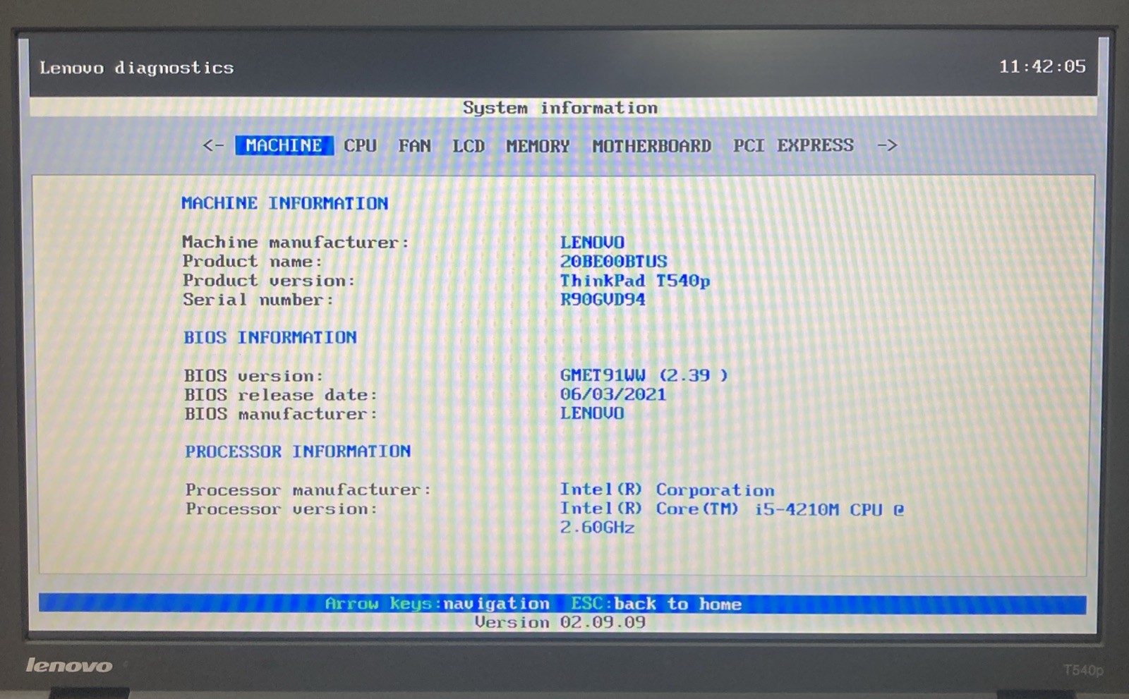 Lenovo ThinkPad T540p i5-4210U 2.60GHz 4GB No HDD Boot to BIOS