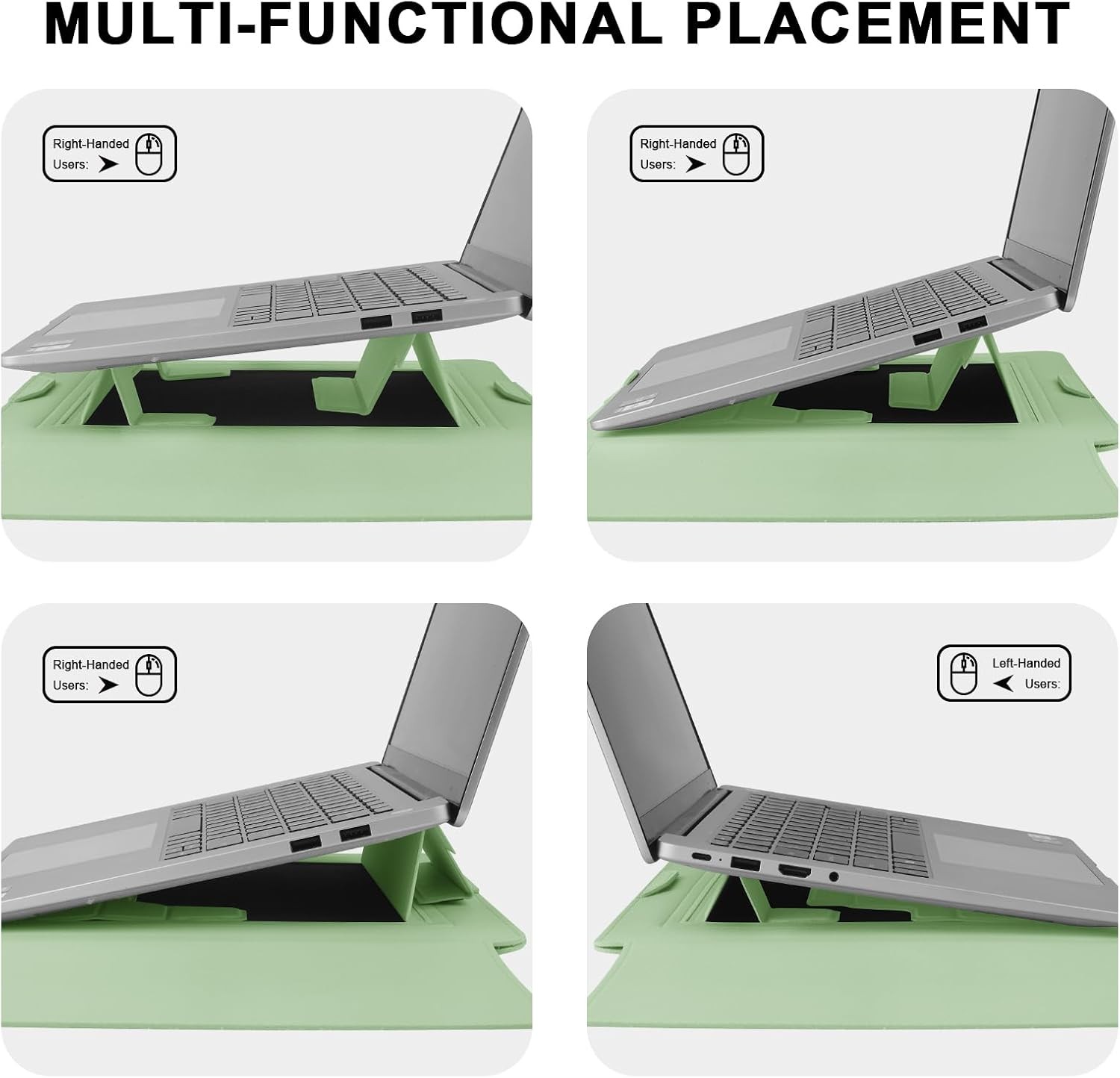 Laptop Sleeve Case for 13.3”/13.6” Laptops, PU Leather, Stand, MacBook Pro/Air