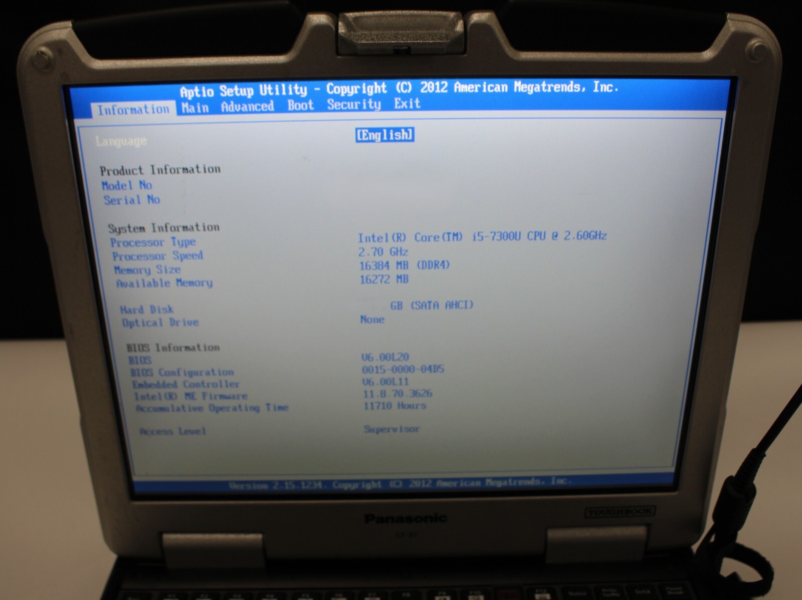 Panasonic Toughbook CF-31 MK6 I5-7300U Touch 16GB, 512GB SSD Win10pro 4G/GPS/DVD