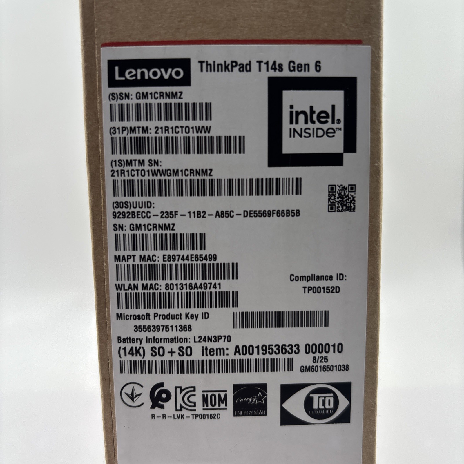 Lenovo ThinkPad T14s Gen 6 14″ WUXGA Core U5-225U 16GB RAM 512GB SSD Black – New