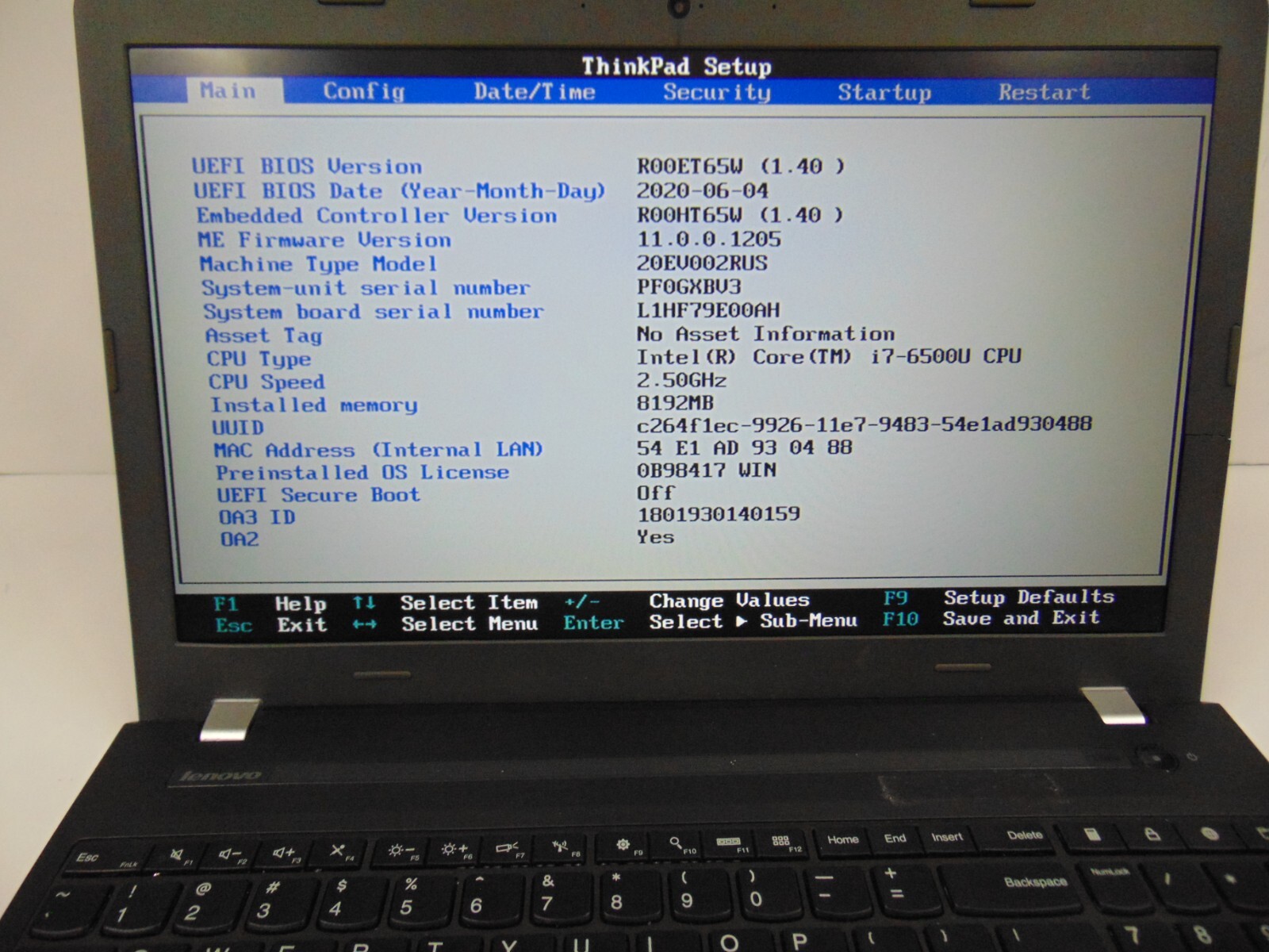 Lenovo ThinkPad E560 i7-6500U 2.50GHz 16GB RAM 256GB SSD 15′ Screen No OS
