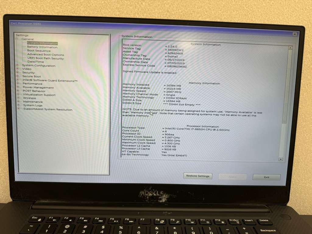 Dell Precision 5530 i7-8850H 2.60GHz | LCD Spot |