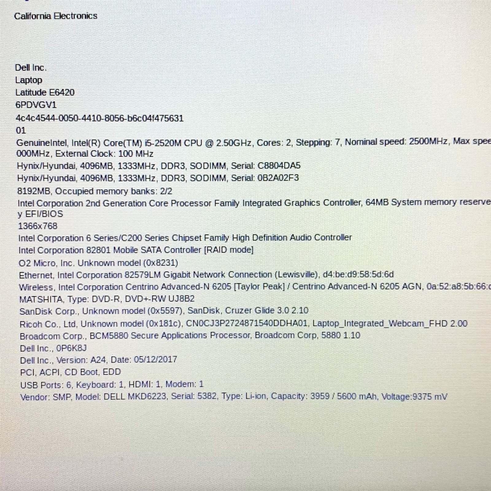Dell Latitude E6420 14″ Intel Core i5-2520M 2.50 GHz 8GB 128GB SSD Windows 10