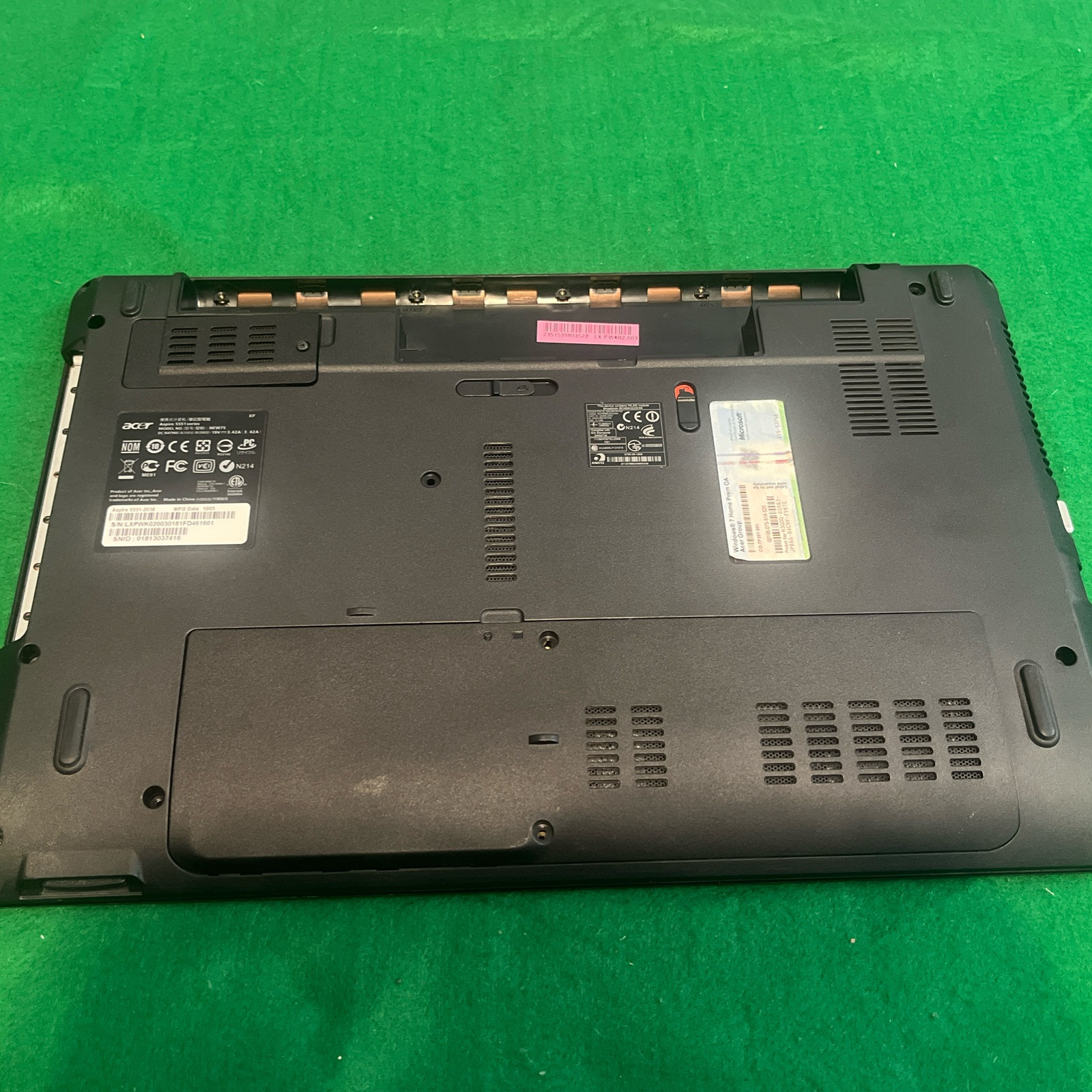 Acer Aspire 5551-2036 Motherboard – AMD Athlon II X2 2.1 GHz @15A1