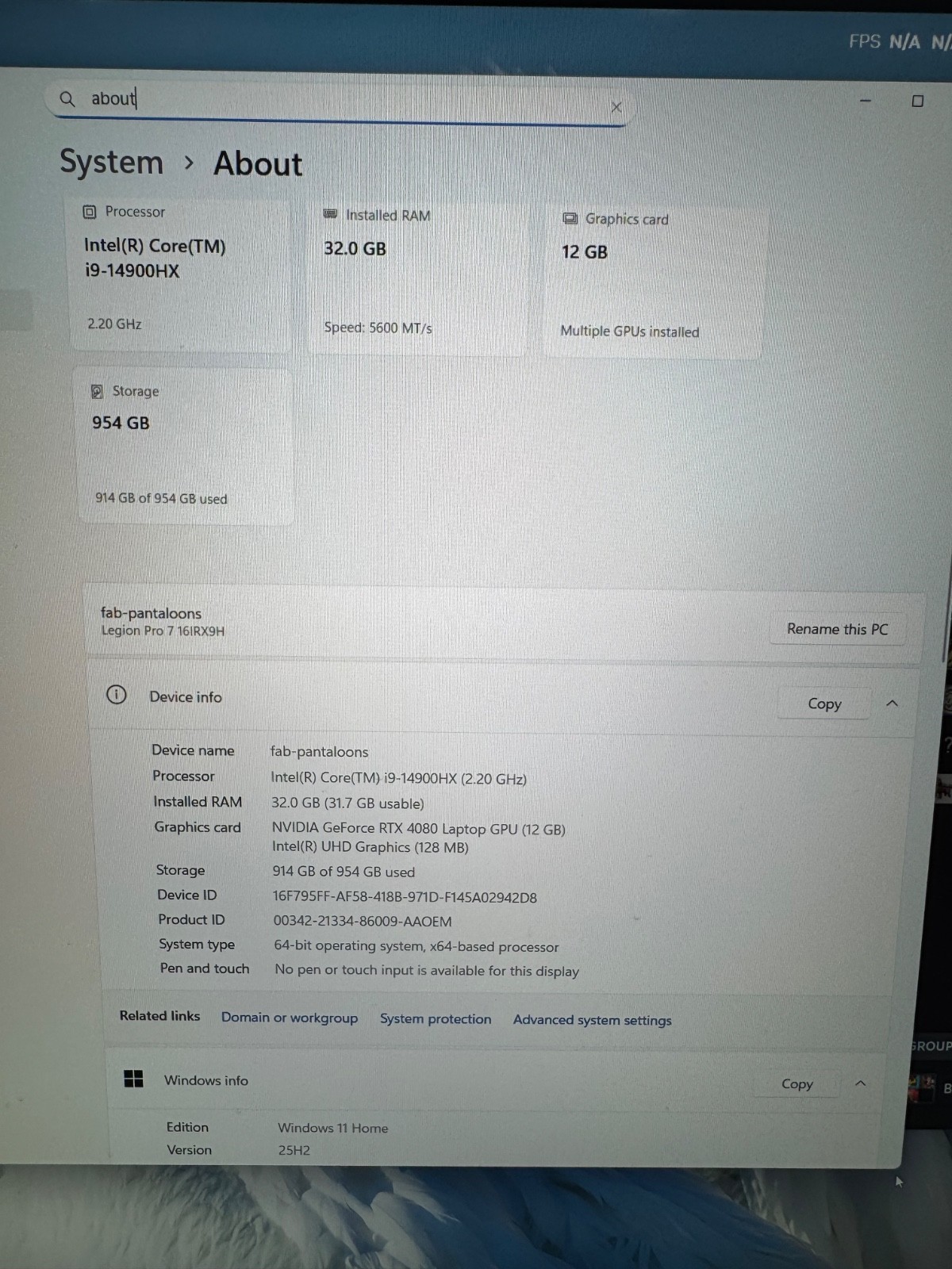 Lenovo Legion Pro 7i 16″ Nvidia RTX 4080 Intel i9-14900HX QHD+ 240hz 32GB 1TB