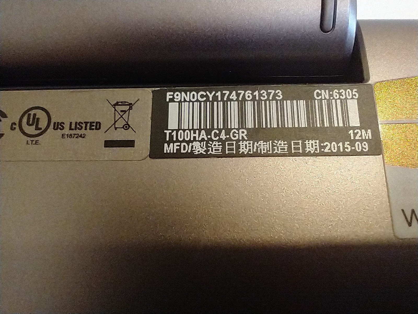 Asus Tablet T100H FOR PARTS FOR PARTS FOR PARTS
