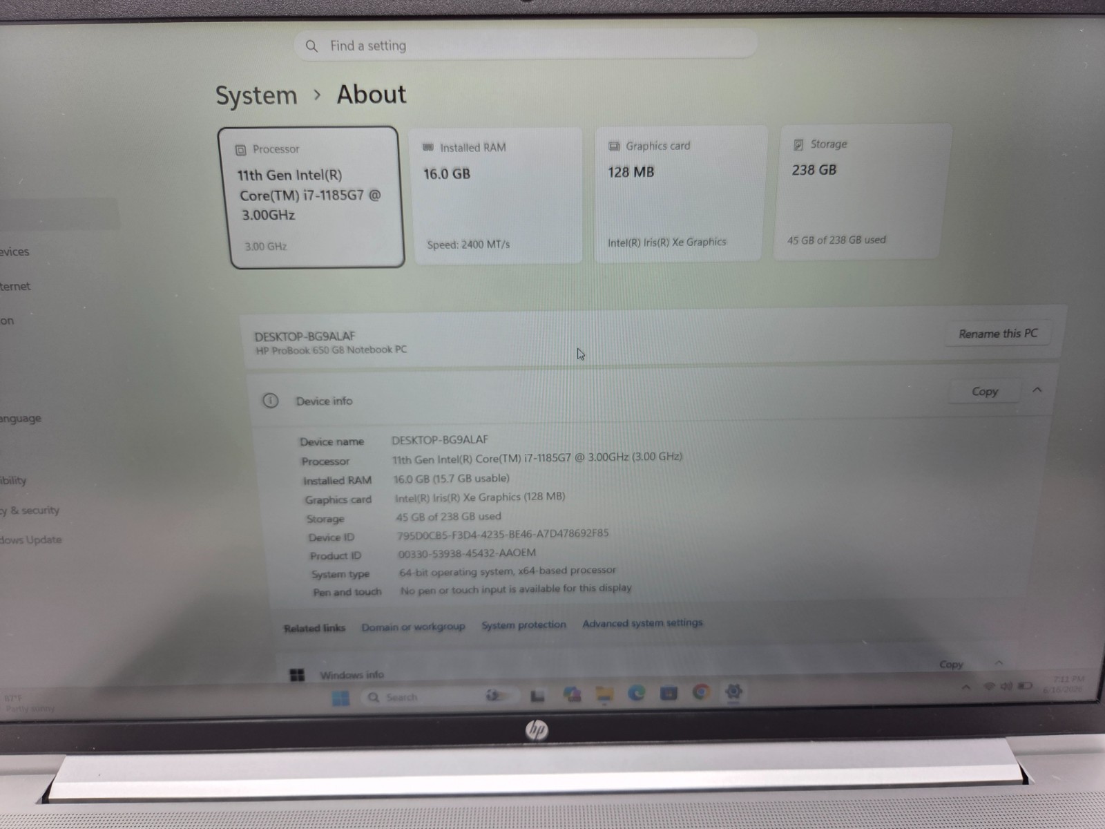 Lot of 5 HP PROBOOK 650 G8 i7-1185G7 16GB–512GB SSD WIN 11 PRO
