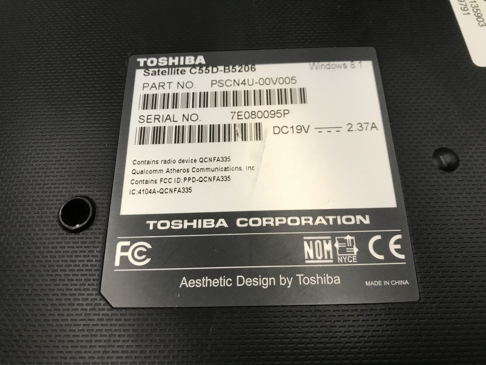 TOSHIBA SATELLITE C55D B5206 – BOOTS TO BIOS – AMD A8 6410 – 4GB RAM – READ – BB