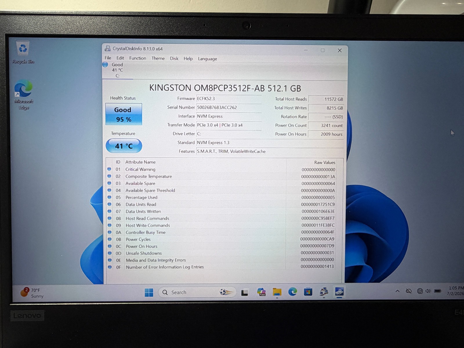 Lenovo ThinkPad E495 14″ AMD Ryzen 7 3700U 16GB RAM 512GB SSD Windows 11