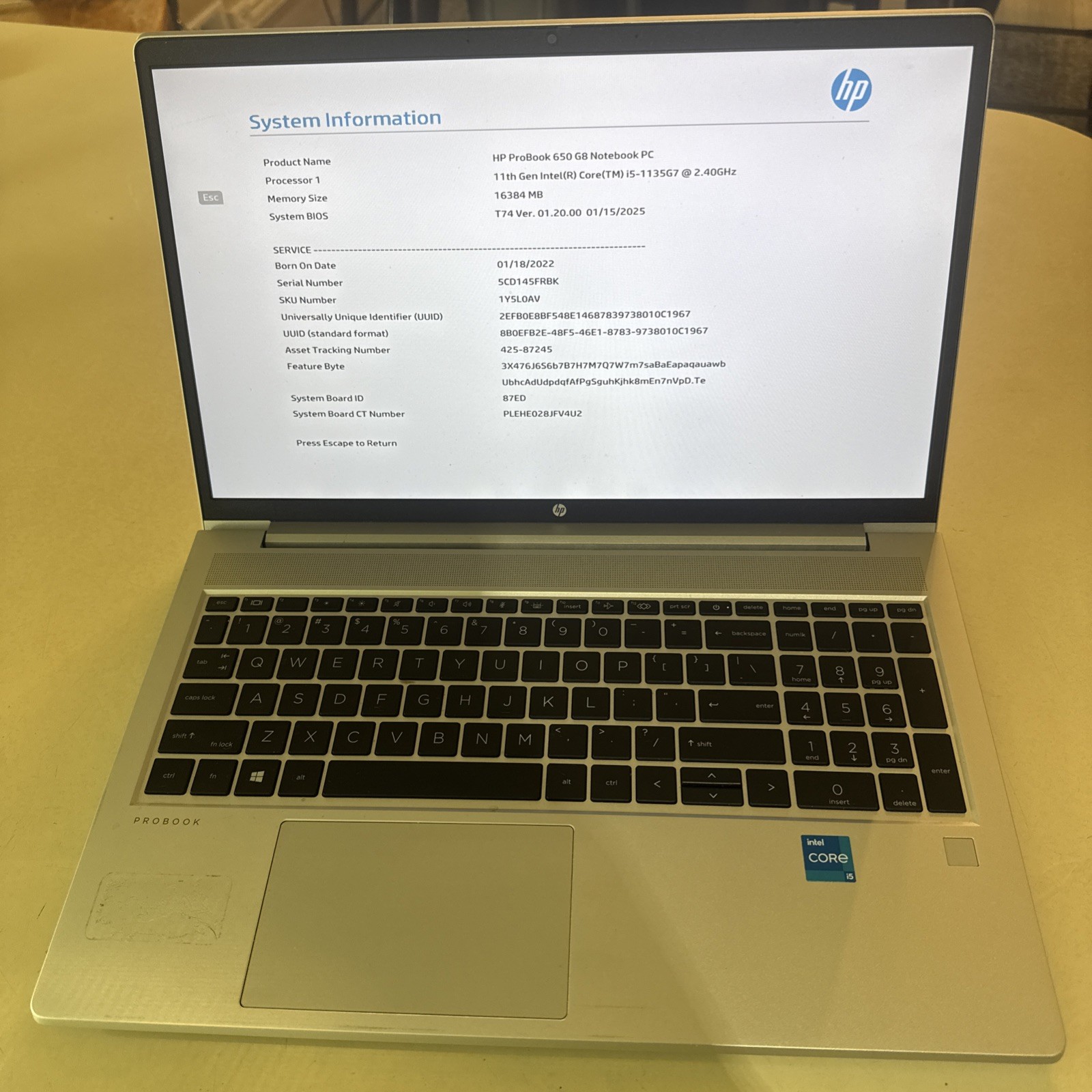 HP ProBook 650 G8 15.6″ FHD IPS Intel i5-1135G7 2.4 GHz 16GB 256GB SSD W11P SL