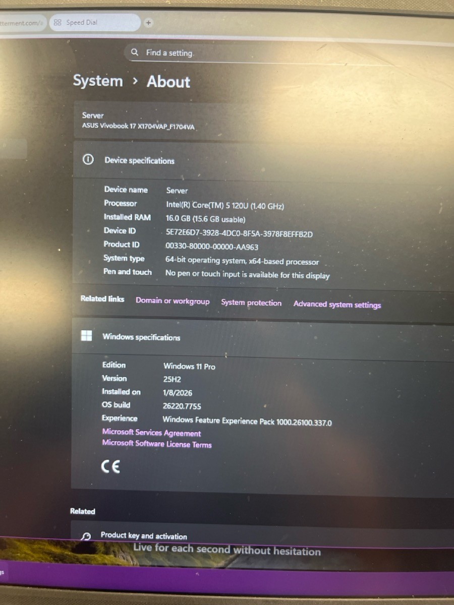Asus W11|16GB|I5|1TB|128MB With Charger (P03067112)