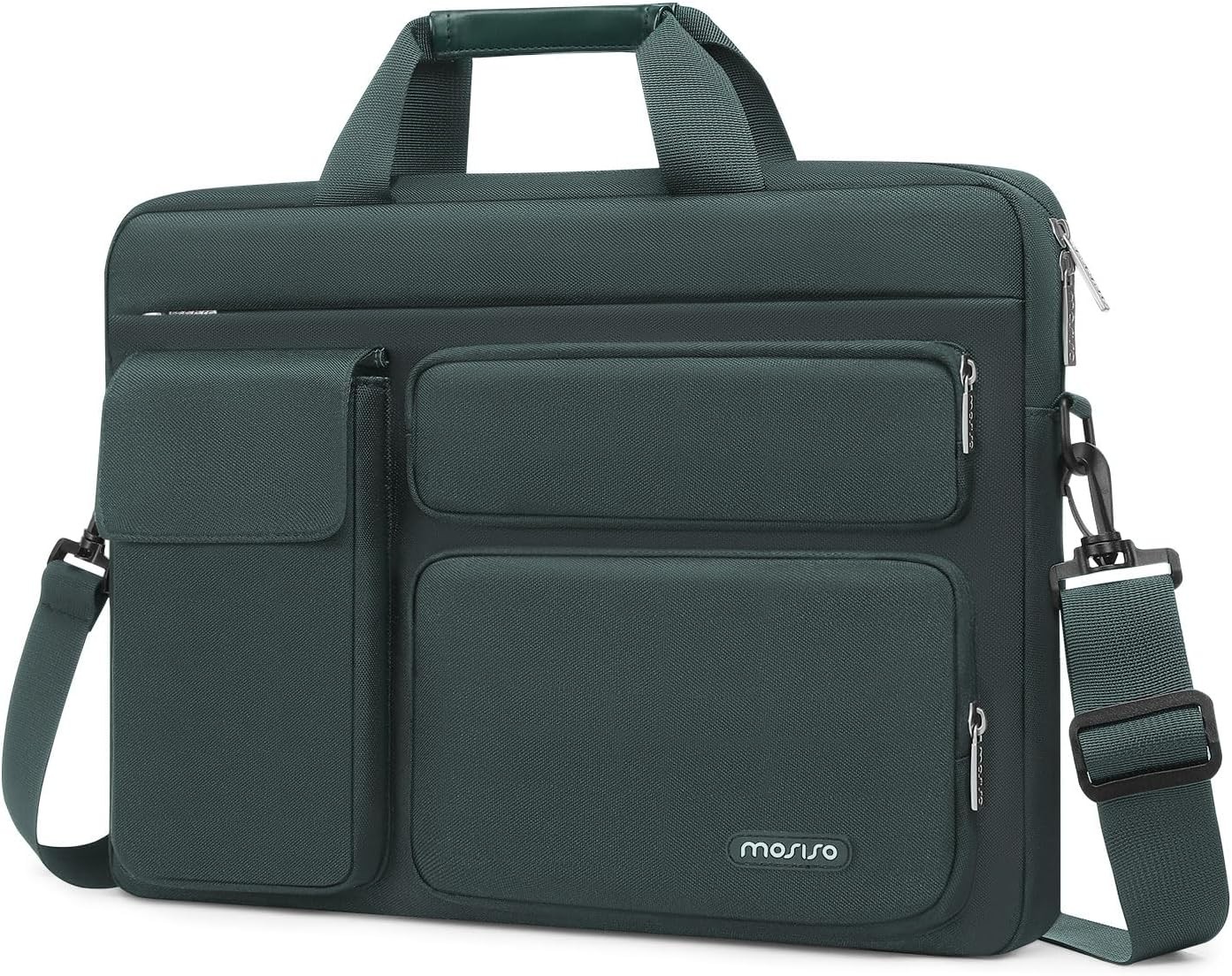 Sleeve for 15-15.6 inch Laptop with 2 Raised Pockets and Handle, Emerald Green
