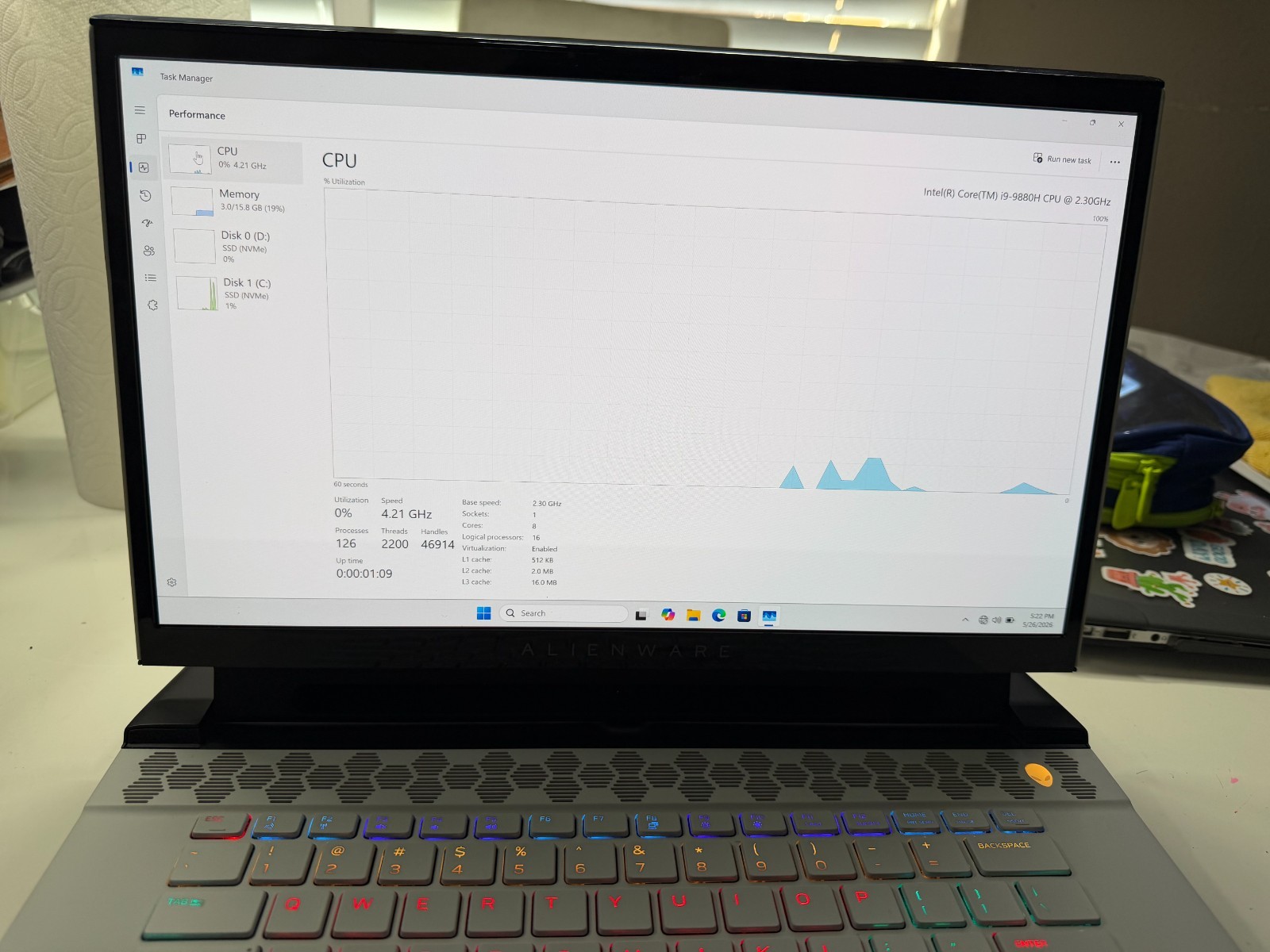 ALIENWARE M15 R2 LAPTOP, i9, 16GB, 5T M.2, WINDOWS 11