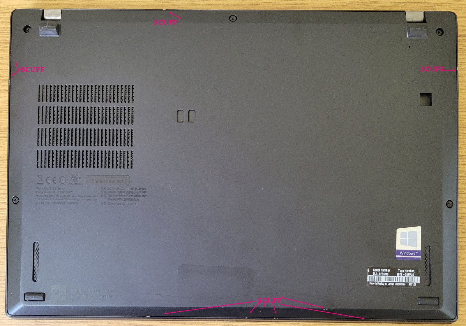 Lenovo ThinkPad X13 Gen1 i5-10210U 1.60GHz 8GB 256GB NVMe No OS