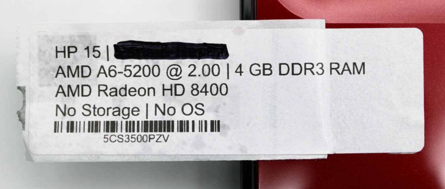 HP 15-d017cl AMD A6-5200@2.0GHz 4GB DDR3 NO STORAGE/OS *USED/TESTED*