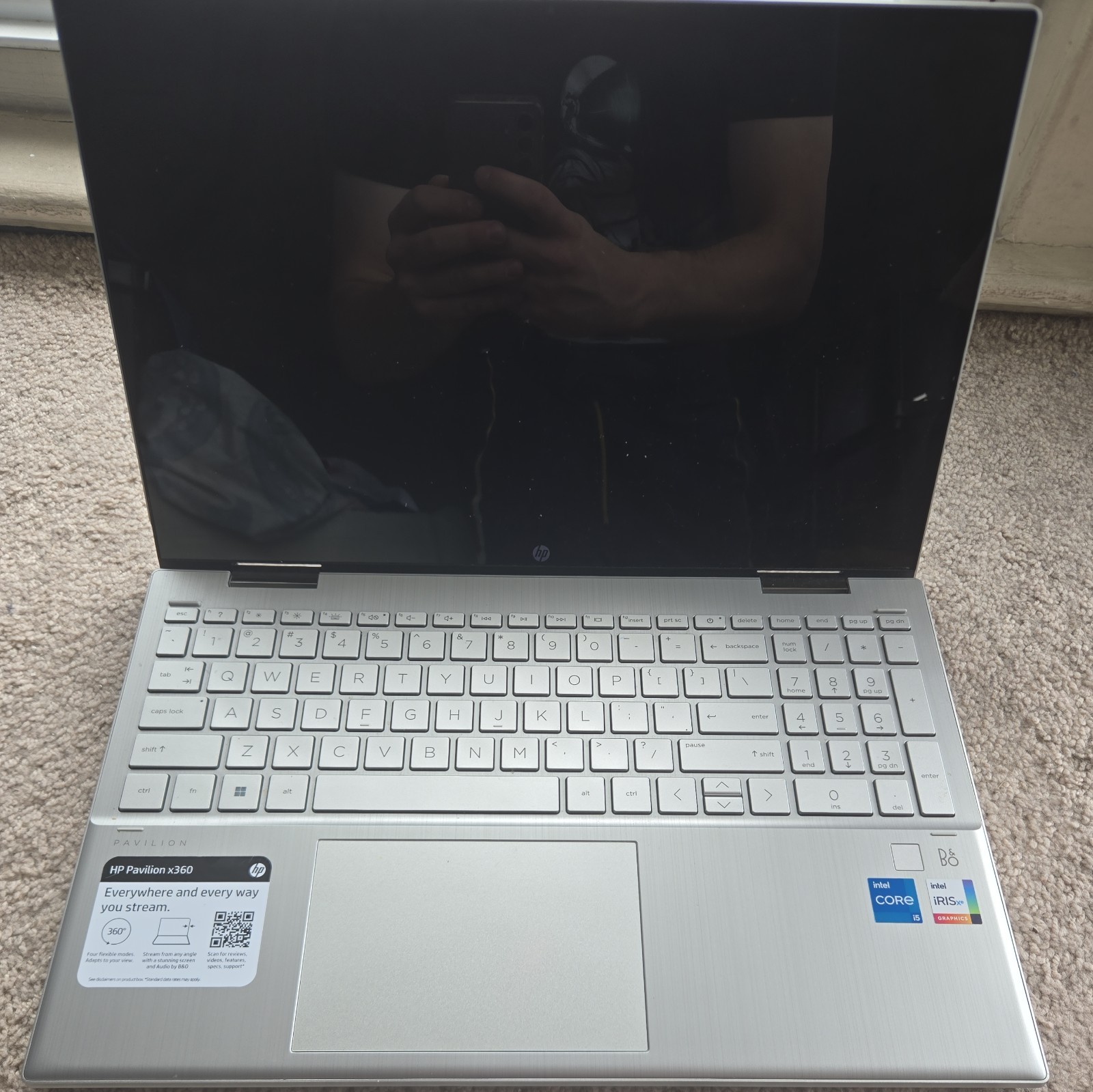 HP Pavilion x360 2-in-1 15.6″ i5 12th 8GB ram 256GB Silver Laptop. 96% battery