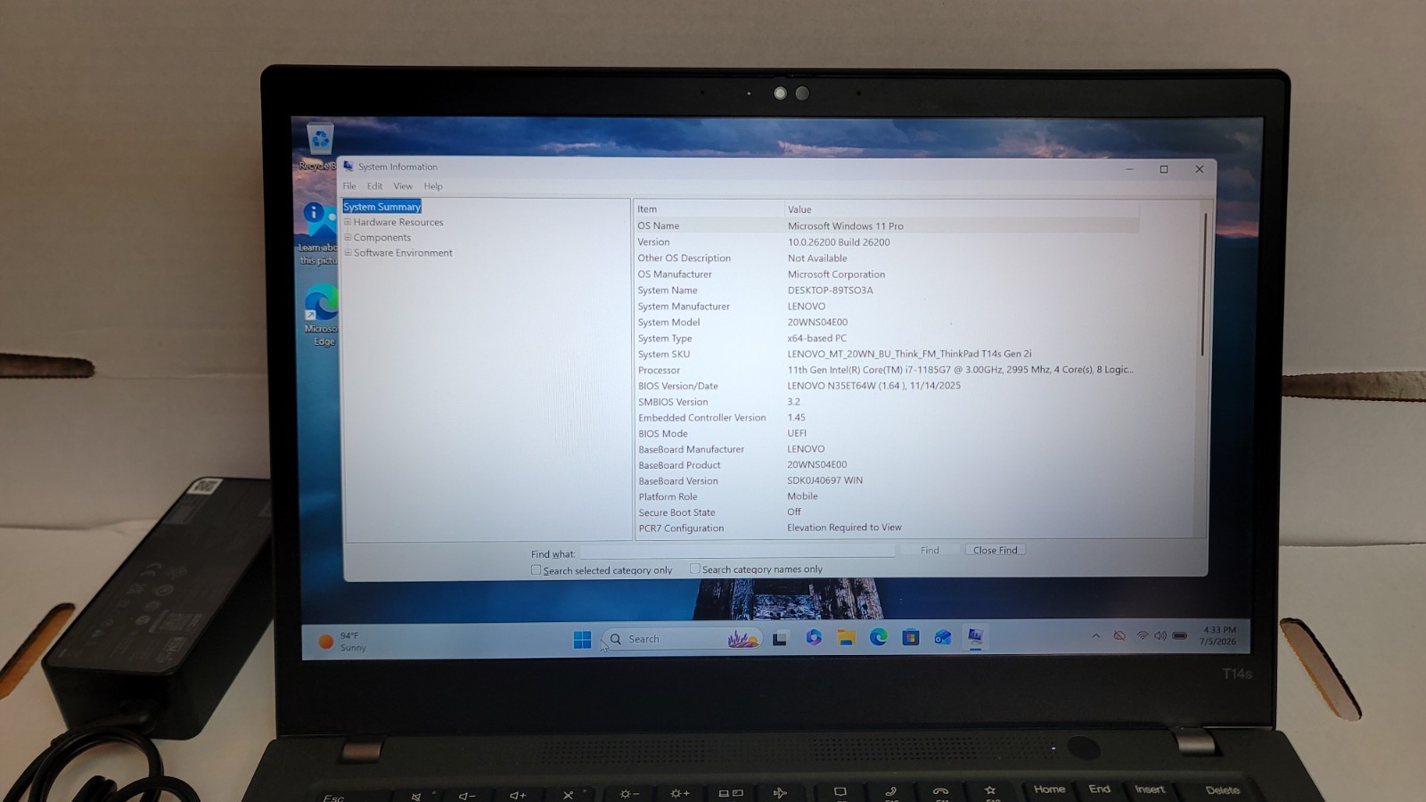 LENOVO ThinkPad T14s 11th Gen i7-1185G7 W11Pro 16GB 256GB SSD TouchScreen!