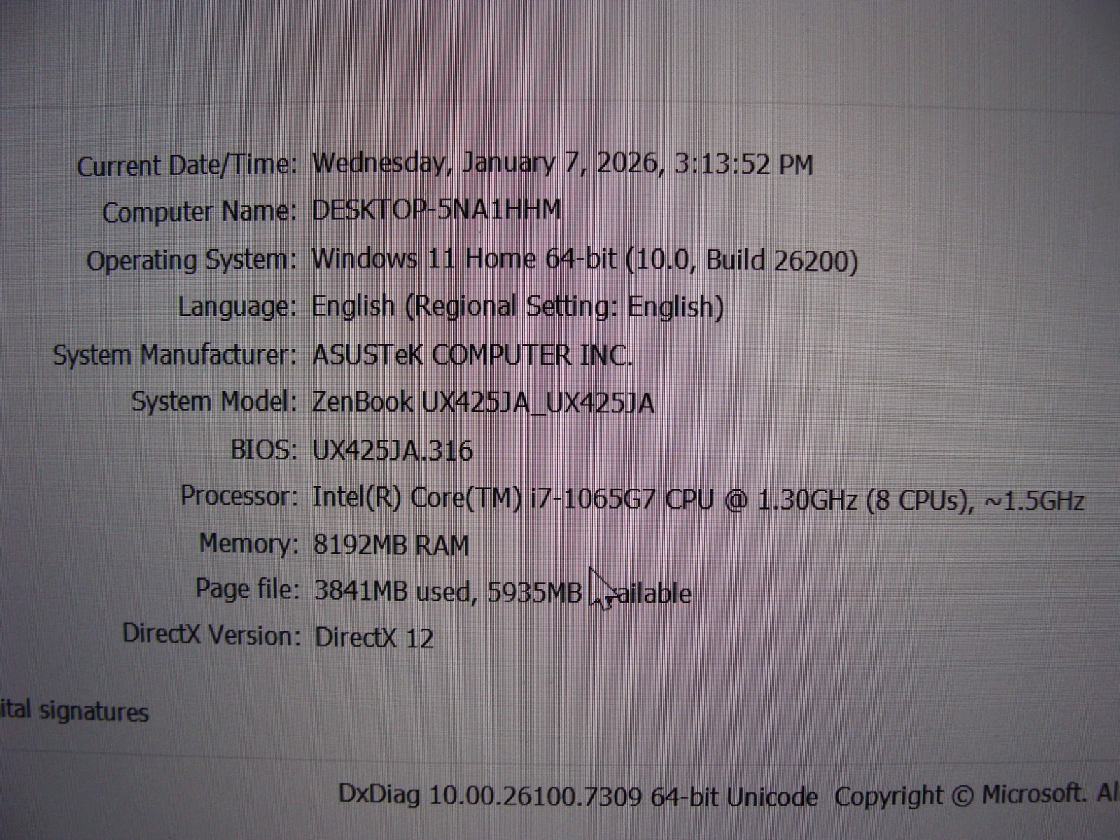 Asus ZenBook UX425JA 14″FHD i7-1065G7 1.3GHz 8GB 512GB SSD Win 11Home +PA