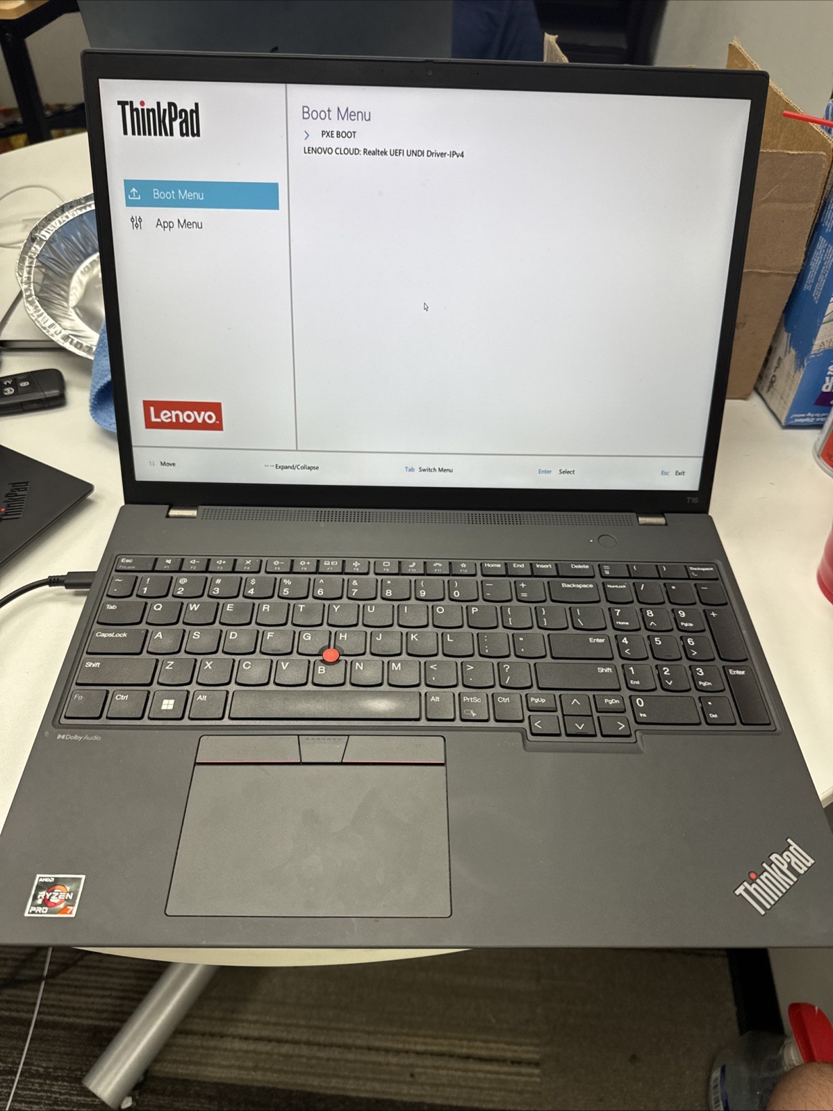 lenovo thinkpad T16 gen 2 Ryzen 7 pro ( boots to bios) No SSD