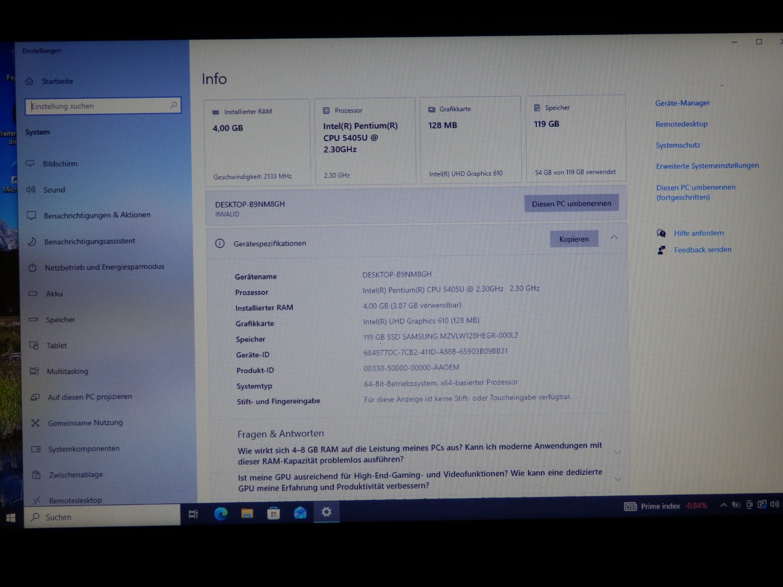 Lenovo V340-17IWL – Intel Pentium 5405U, 4GB Ram, No SSD, 17.3″ inch FHD