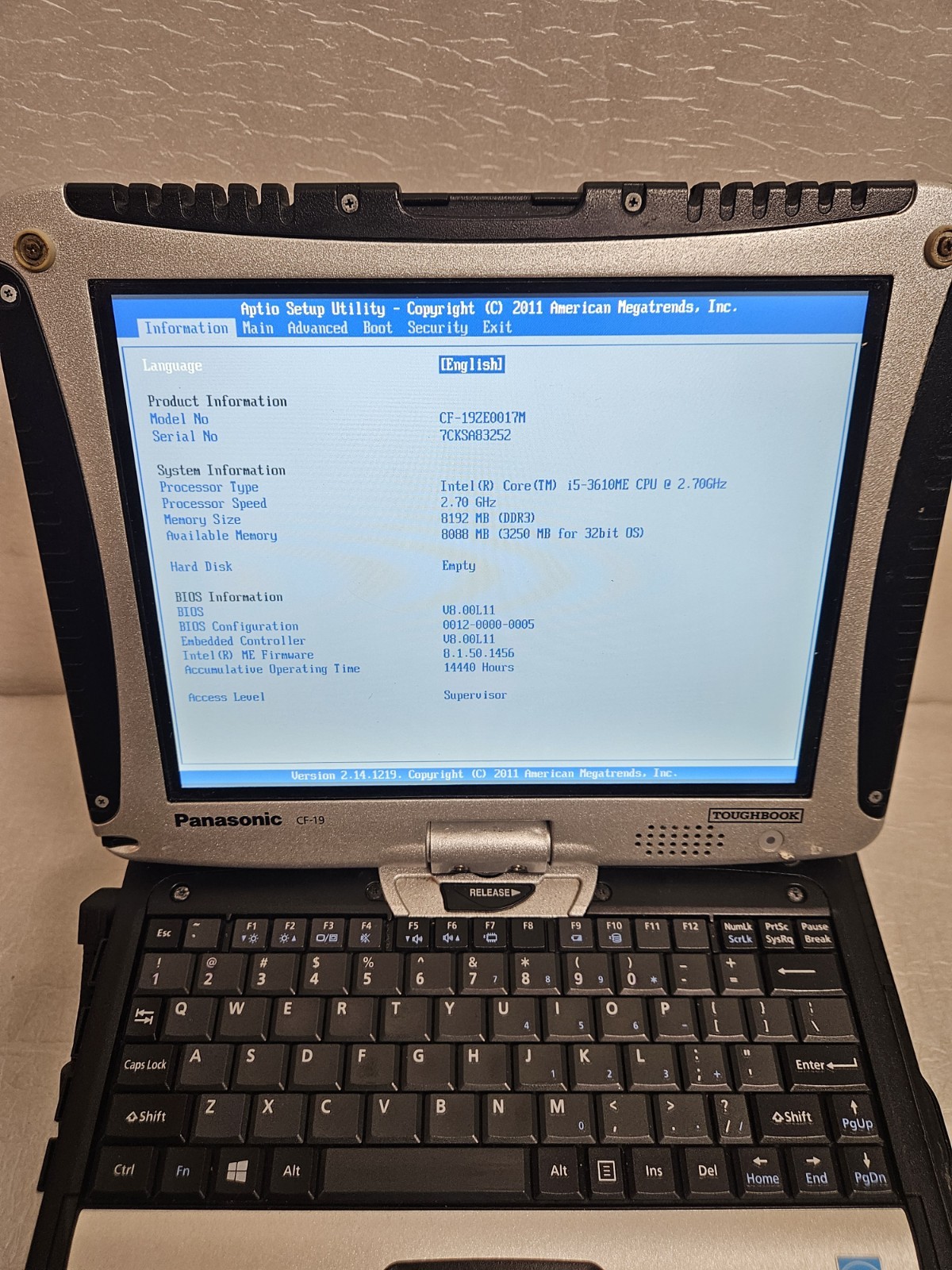 Lot Of 8 Panasonic Toughbook CF-19, i5-3610ME @ 2.7GHz, Tested Grade C
