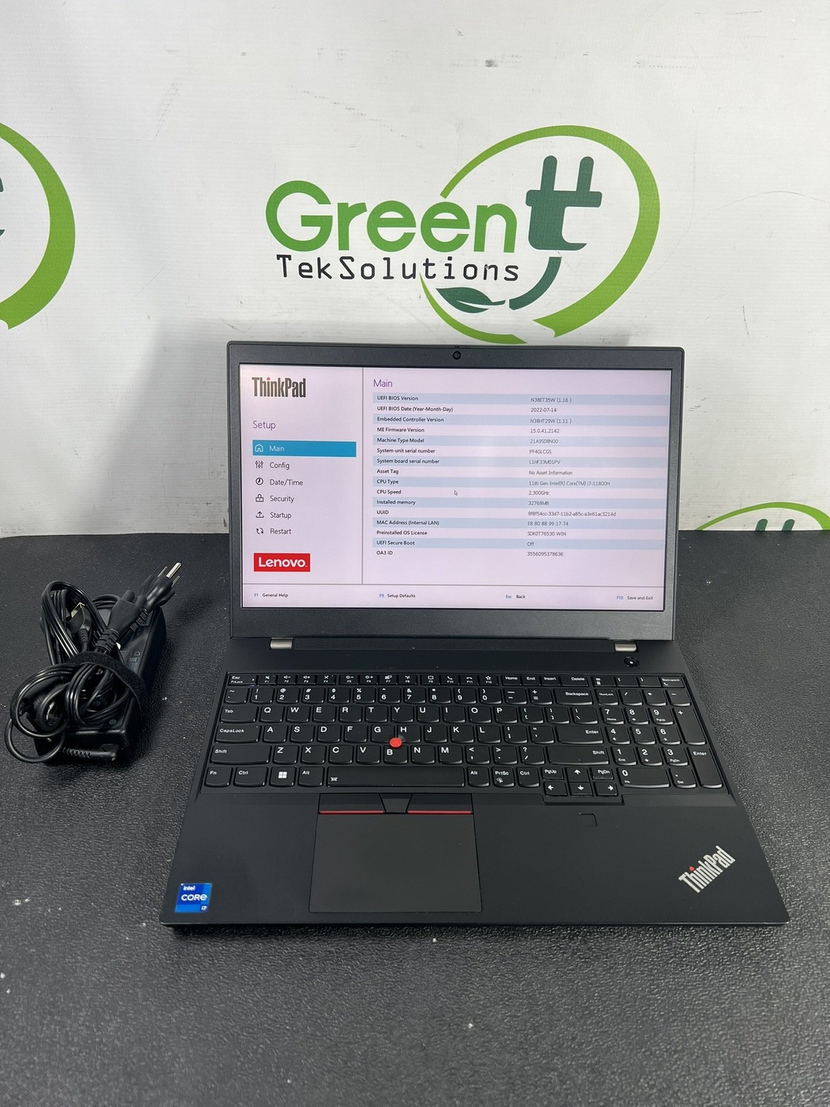 Lenovo ThinkPad P15v Gen 2 i7-11800H 2.3GHz 32GB DDR4 1TB M.2 Quadro T600