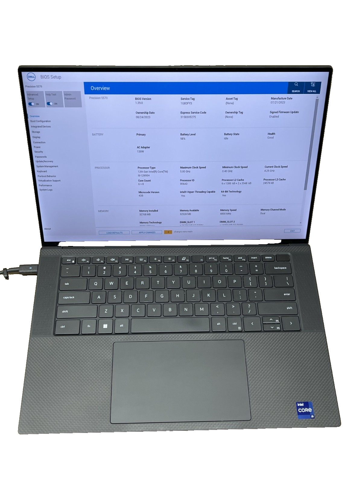 Dell Notebook Precision 5570 i9-12900H 32gb 15.6″ Touch NVIDIA RTX A2000 130w AC