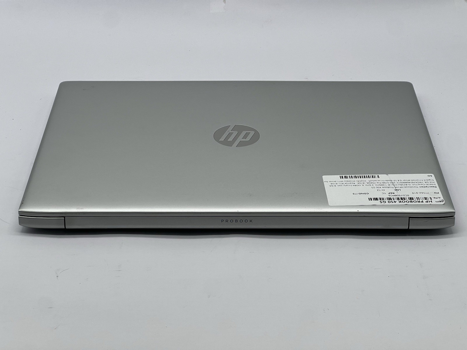 HP ProBook 450 G5, i5-8250U CPU, @ 1.60GHz, 8GB RAM, 256GB SSD-No OS/Charger