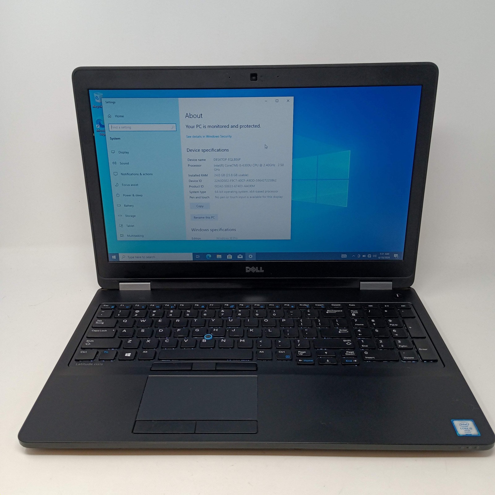 Dell Latitude E5570 15.6″ i5 6300U 2.4GHz 24GB RAM 180GB SSD
