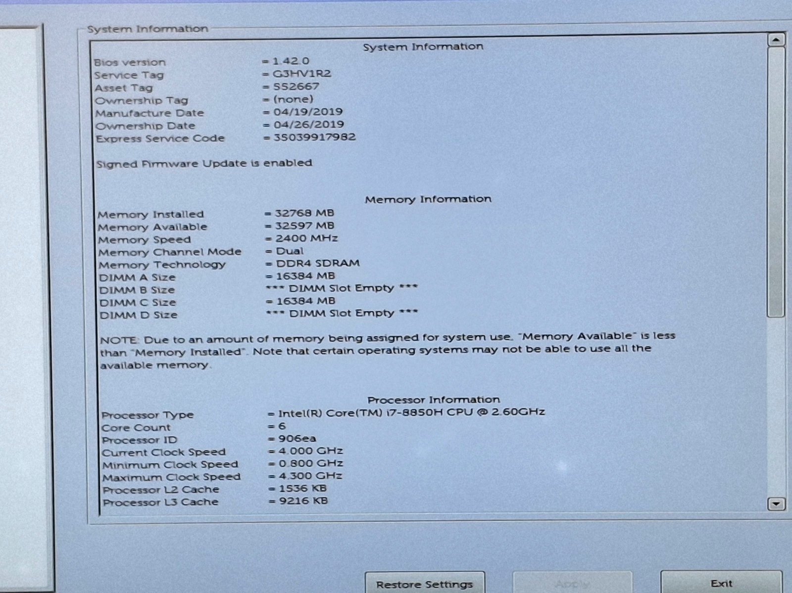 Dell Precision 7530 i7 8850H @ 2.60 GHz 512 GB 32 GB 15.6″ FHD