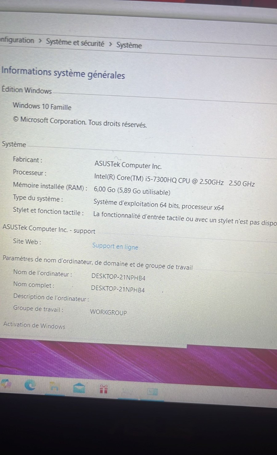 PC portable Asus FX503V i5 7th – Nvidia GTX 1050 – Très bon état